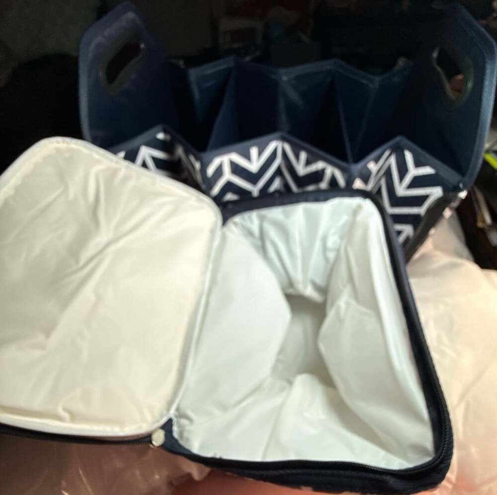Foldable Car Storage Bag Insulated Cooler Organizer Navy Blue